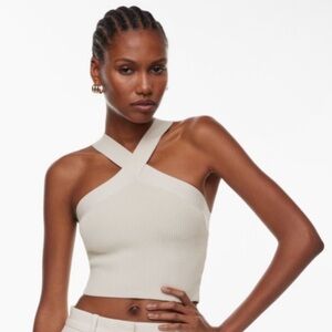 Babaton Cream Textured Knit Top